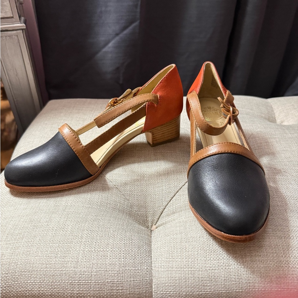 Wolverine 1000 Mile x Samantha Pleet Leather T-Strap Heels Colorblock Size 5.5 - Picture 2 of 12